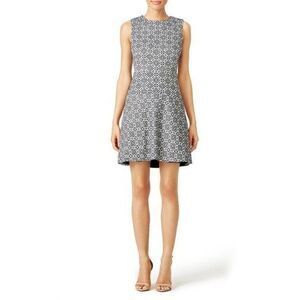 TORY BURCH Blue Ponte Stencil Hourglass Dress US 8